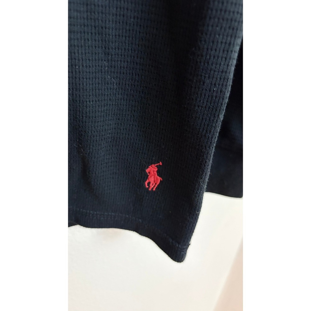 Polo Ralph Lauren Sleepwear Large Black Waffle Knit Thermal Long Sleeve Shirt - Picture 3 of 5